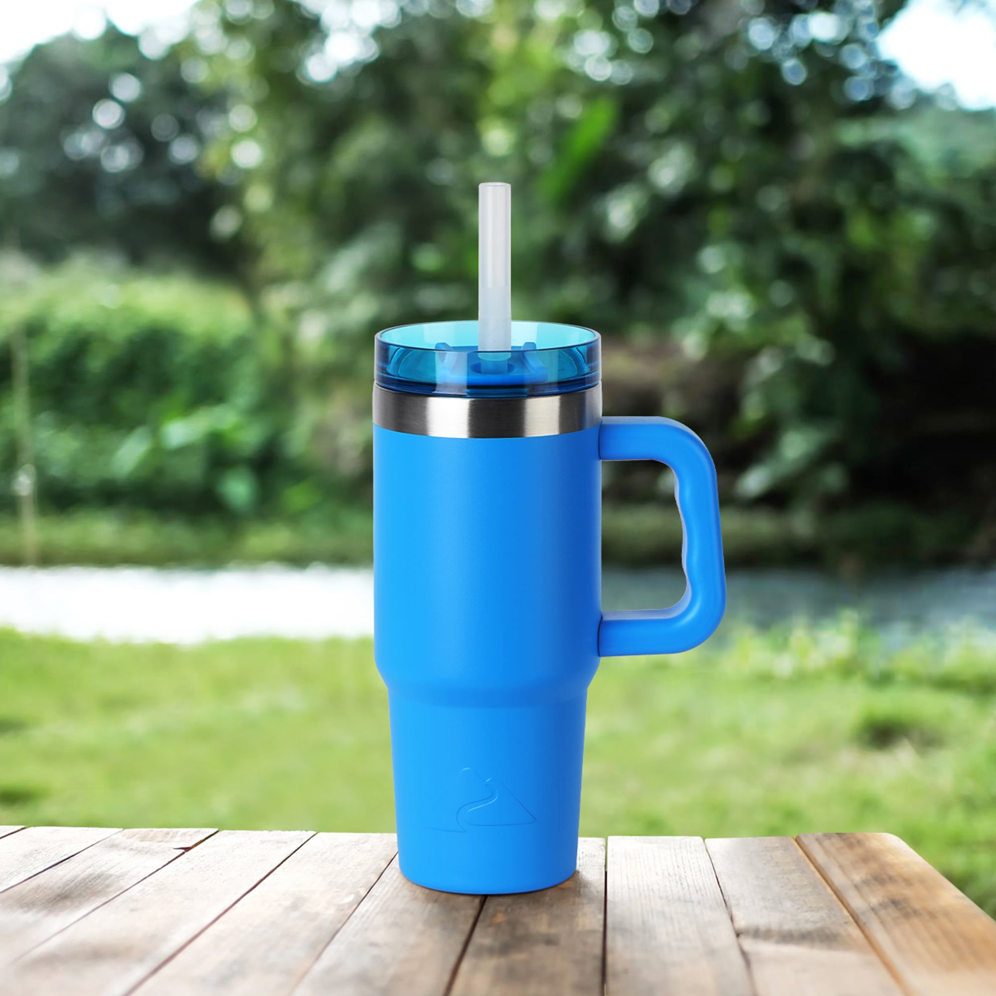 Ozark Trail 18 oz Insulated Stainless Steel Tumbler With Handle, Electric Blue