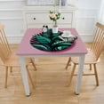 thumbnail image 3 of COMIO Banana Leaf Tropical Green Leaves Satin Green,Pink Square Tablecloth for Picnic Dining Kitchen Farmhouse White, 3 of 7