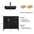 thumbnail image 4 of PULUOMIS 36 Inches Bathroom Vanity in Black Finish with Square Ceramic Vessel Sink, Single Bathroom Vanity with Top, 2-Door Cabinet and 2 Drawers, 4 of 18