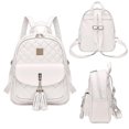 thumbnail image 3 of Mochila De Cuero Elegante Para Mujer - Mochilas Informales 3 En 1,Blanco, 3 of 4
