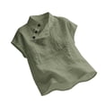 thumbnail image 5 of Short Sleeve Tops for Women Tshirts Cotton Linen High Neck Cap Sleeve Shirt Fashion Casual Cotton Linen Blouses Tops on Sale, 5 of 6