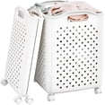 thumbnail image 1 of cesto de lavandería plegable y espacioso con ruedas,cesto ropa sucia plastico, Cesto para ropa sucia para dormitorio, habitación y baño(Blanco perla 57L), 1 of 8