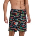 thumbnail image 2 of Xecao Hand Drawn Colorful Fishes Print Men's Sleepwear Shorts Pajama Bottom Lounge Short nightwear with Convenient Pockets for Relaxed Home Wear-Small, 2 of 6