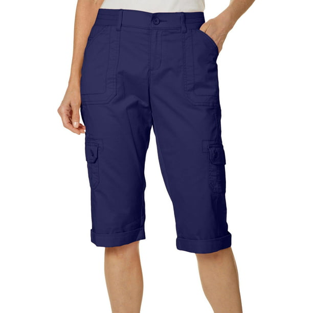 Lee Petite Flex-To-Go Solid Relaxed Fit Cargo Skimmer Capris 14P Ink blue -  
