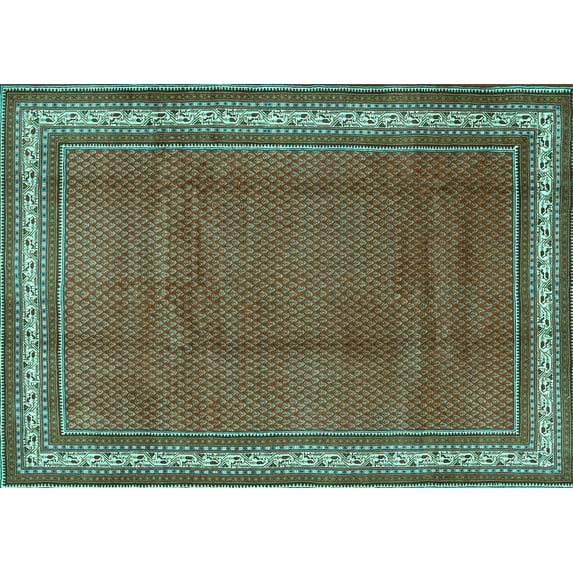 Ahgly Company Indoor Rectangle Persian Turquoise Blue Traditional Area Rugs, 8' x 12'