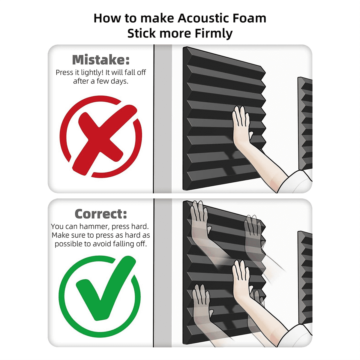 TIANLAIMEI 24 Pack Acoustic Foam Panel Wedge Studio Soundproofing Acoustic Treatment Wall Tiles