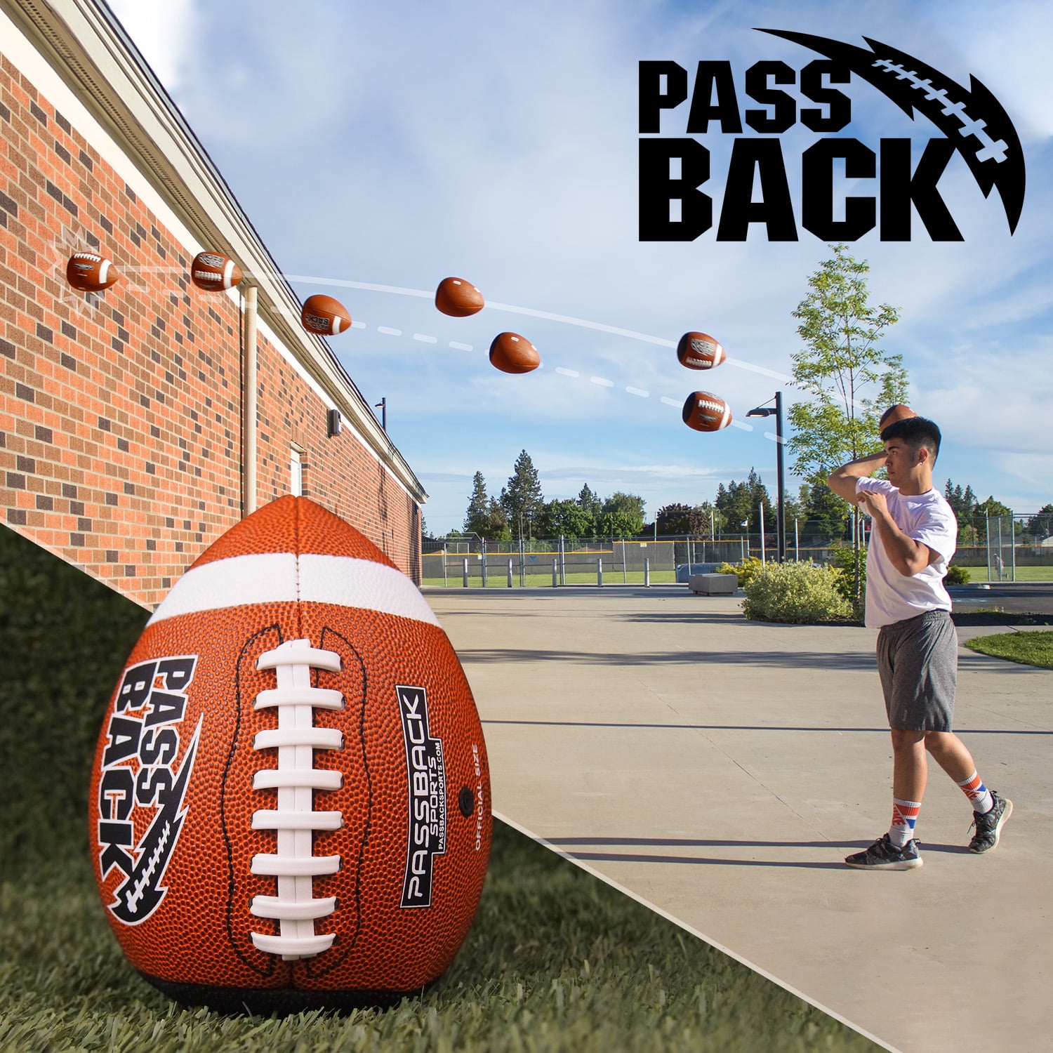 Passback Pro Composite Football, Ages 14+, High School Training Football Ships Deflated~p104538488