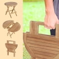thumbnail image 5 of Teak Outdoor Side Table,Patio Table with Adjustable Feet, Small Round Side Tables, Elegant Accent Outdoor Tables for Balcony Porch Poolside(Round Tables Folding), 5 of 10
