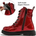 thumbnail image 6 of Boy Girls Ankle Boots Lace up Combat Boots Red Size 13 Little Kid, 6 of 7