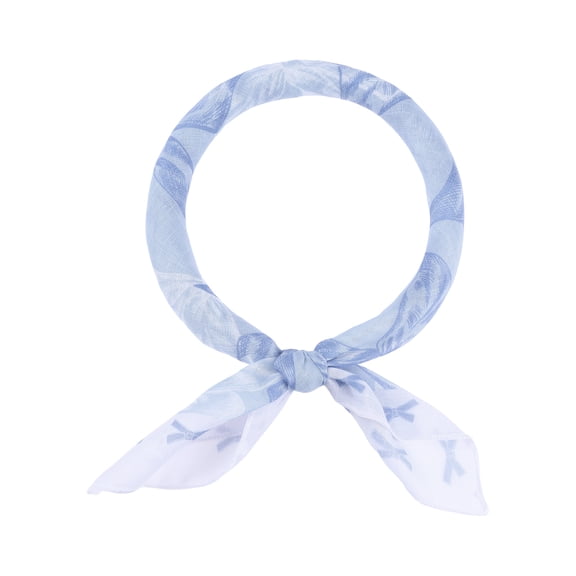 INSPIRE CHIC Women's Bowknot Printed Blended Cotton Scarves, 21.7" Small Square Gauze Headscarf Neckerchief 21.7x21.7" Blue