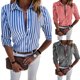 thumbnail image 4 of Blusa de oficina con rayas verticales y cuello vuelto de manga larga para mujer de Pontos, 4 of 7