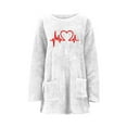 thumbnail image 1 of WEAIXIMIUNG Sweatshirts Mama pour Femmes Grande Taille Sweat à Capuche Ample Cœur Imprimé Ekg Double Poche Col Rond Manches Longues, 1 of 4
