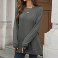 thumbnail image 4 of FAIWAD Long Sleeve Tops for Women Casual Crew Neck Long Sleeve Knitted Pullover Side Split Dressy Fall Winter Clothes, 4 of 8