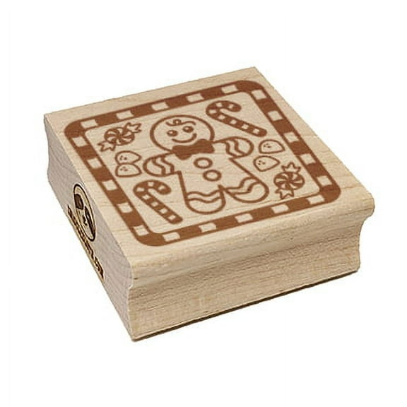 Christmas Treats Gingerbread Peppermint Candy Cane Gumdrops Square Rubber Stamp Stamping Scrapbooking Crafting - Small 1.25in