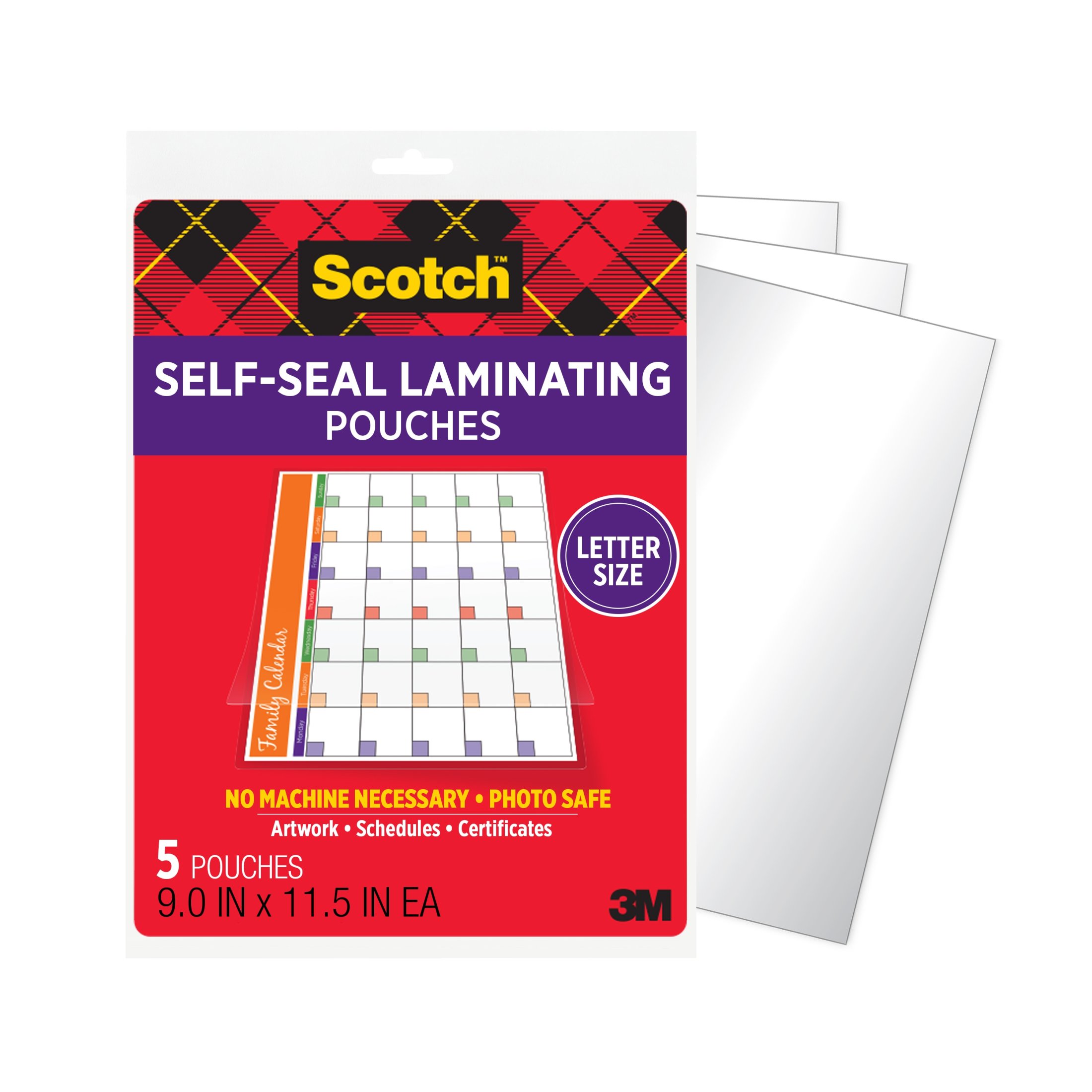Scotch Self-Sealing Laminating Pouches, 25 Count, 9" x 11.5"