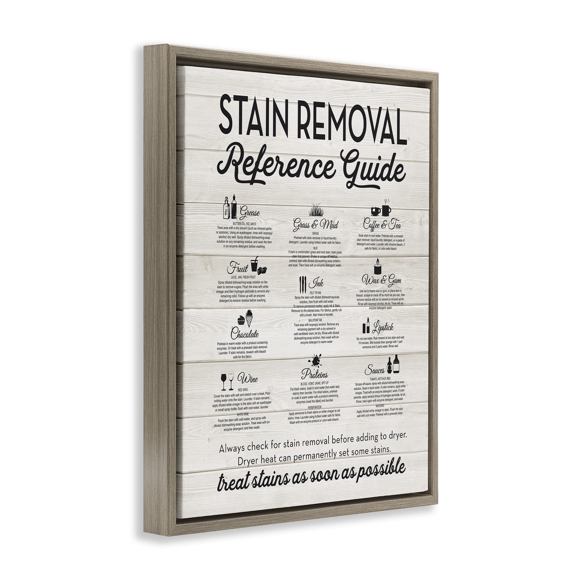 Stupell Industries Stain Removal Reference Guide Abstract Painting Brown Floater Framed Canvas Art Print Wall Art, 17 x 21