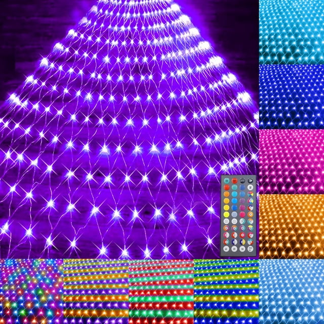 Luces de red LED Pooqla que cambian de color, 3 x 2 m, para decoración navideña