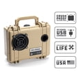 thumbnail image 3 of DemerBox Waterproof, Portable, and Rugged Outdoor Speakers. Loud Sound, 40+ hr Battery Life, Dry Box + USB Charging, Pairing Party Mode. Built to Last + Fully Serviceable, Tan, 3 of 7