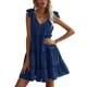 thumbnail image 5 of Txlixc, vestido informal de verano para mujer, vestido acampanado de Color sólido sin mangas con cuello en V y volantes, vestido plisado para fiesta en la playa, ropa de calle Txlixc  Estilo de ocio, 5 of 7