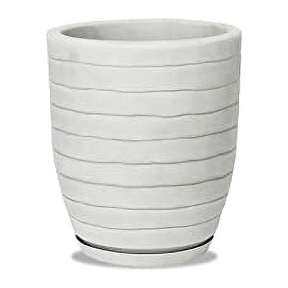 Ecobo 15.7 inches Eco-Friendly Round Pot Planter Ravina Indoor/Outdoor use, Durable, Versatile & Lightweight, Designed by Brazilian Artisans, Contemporary All-Weather Design –White
