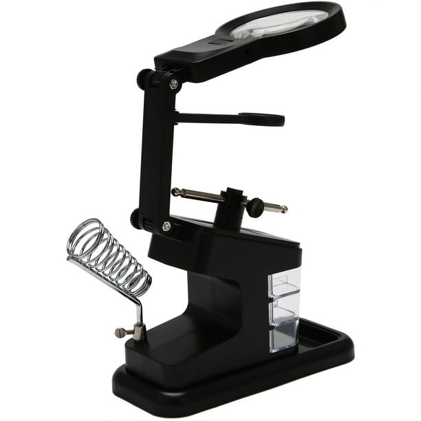 Magnifying Glass Soldering Iron With Led Light Storage Box 3X 4.5X 25X Helping Hand Rework