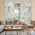 thumbnail image 2 of Teal Red Jellyfish Coastal Kitchen Curtain for Berdoom Living Room Cafe 72 Inch Length, Nautical Beach Coral Starfish Tiers Curtains Light Filtering Drapes Window Treatment 2 Panels 52"Wx72"L, 2 of 8