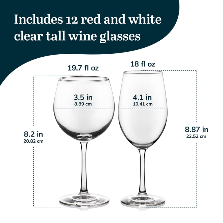 Libbey Wine Glasses Set of 12, Red and White Bulk Glassware, Merlot  Bordeaux, Chardonnay - Walmart.com