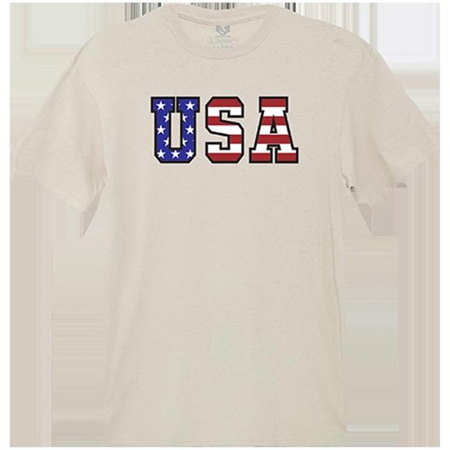 Rapid Dominance RS2-784-SND-01 Flag Text Relaxed Graphic T-Shirt, Sand - Small