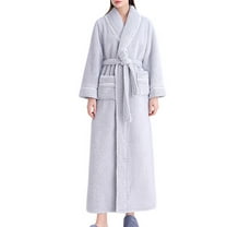 Homgro Women's Terry Cloth Robe Winter Cozy Long Sleeve V Neck Shawl Collar Plush Long Bathrobe House Full Length Warm Kimono Shower SPA Hotel Hot Tub Maxi Bath Robe with Pocket Grey Large
