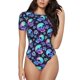 thumbnail image 1 of Fotbe Skull flower tie dye Body de Mujer con Cuello Redondo y Mangas Cortas, Sin Mangas Ajustado, Suave, Cómodo y Básico-Small, 1 of 7