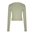 thumbnail image 6 of tarylea Going out Tops for Women Crew Neck Slim Fitted Crop Tops with Thumb Holes Long Sleeve Solid Color Tees Casual Trendy Cute Stretch Tops, 6 of 7
