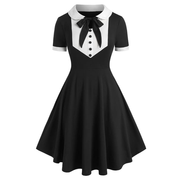 Vestido Dobladillo Bicolor Botón Rosegal Vestidos casuales de talla grande