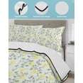 thumbnail image 4 of Yellow Spring Floral Queen Size Down Alternative Comforter, Lightweight Comforter Quilt Bedding Set with Pillow Shams Flowers Leaves Pastoral Botanical All Seasons Bed Comforter Duvet Insert 90"x96", 4 of 7