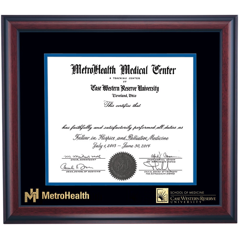 OCM Diploma Frame for MetroHealth Medical Center, 16" x 18" Frame