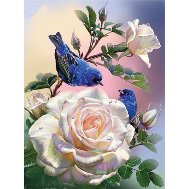 Cuadros Decorativos 5D bricolaje completo taladro cuadrado diamante pintura flor y pájaro punto de cruz Kit Ehuebsd Nuevos Originales