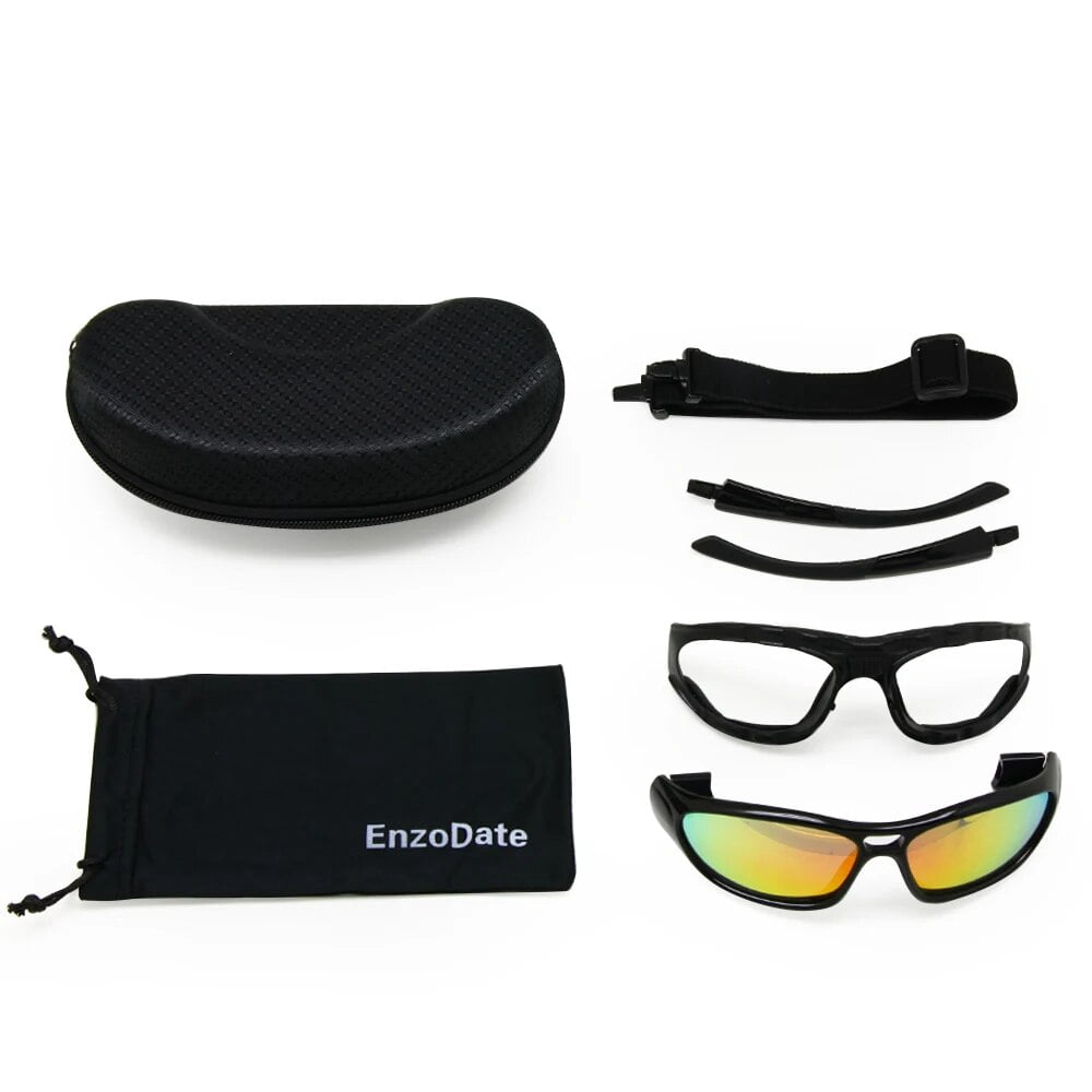 Motorcycle Multicolored Lens Sunglasses Interchangeable Arms Strap UVA UVB Windproof Sandproof