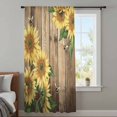 thumbnail image 4 of Sunflower Sheer Curtains 63 Inches Long, Farmhouse Floral Bee Brown Vintage Wood Grain Light Filering Curtains, Breathable Simi Curtain Privacy Drapes for Living Room Bedroom Window Treatment, 4 of 9
