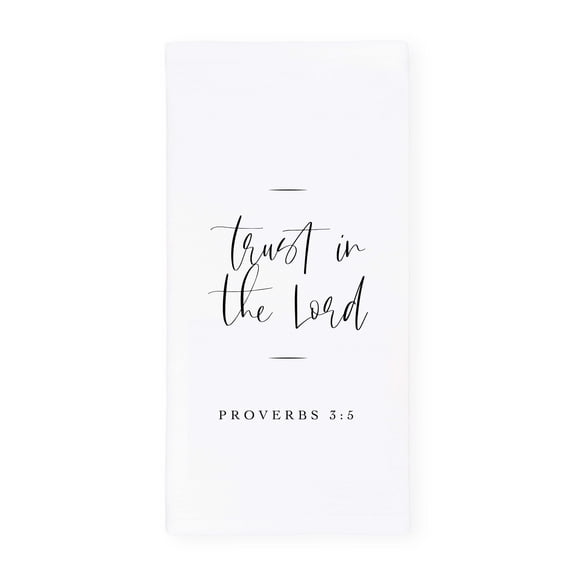 Trust in the Lord, Proverbs 3:5 Cotton Canvas Scripture, Bible Kitchen Tea Towel