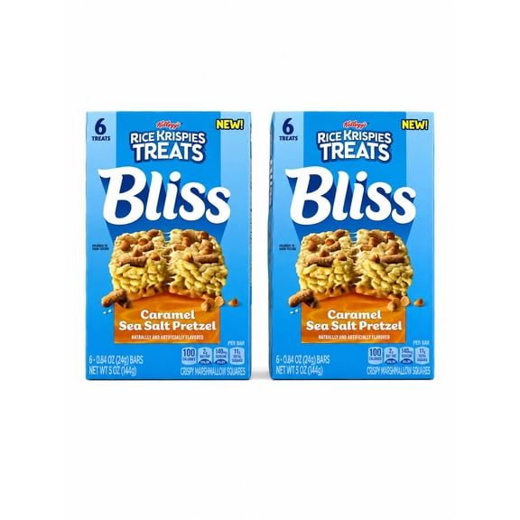 Kelloggs Rice Krispies Treats Bliss Caramel Sea Salt Pretzel Crispy Marshmallow Snack Bars, 2 Pack, 12 Total Bars, 10 oz Total