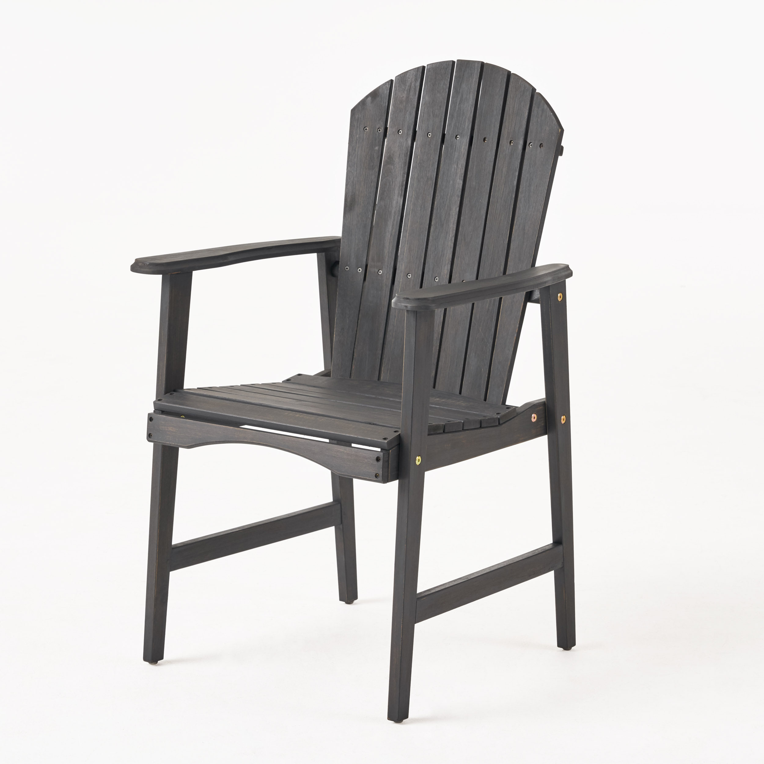 Outdoor Weather Resistant Adirondack Chair Set of 2, Acacia Wood Dining Seats for Patio Garden, Dark Gray