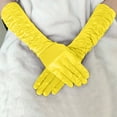 thumbnail image 2 of Ediodpoh Women Solid Color Satin Pleated Wedding Gloves for Party Events and Elegant Occasions Yellow, 2 of 4