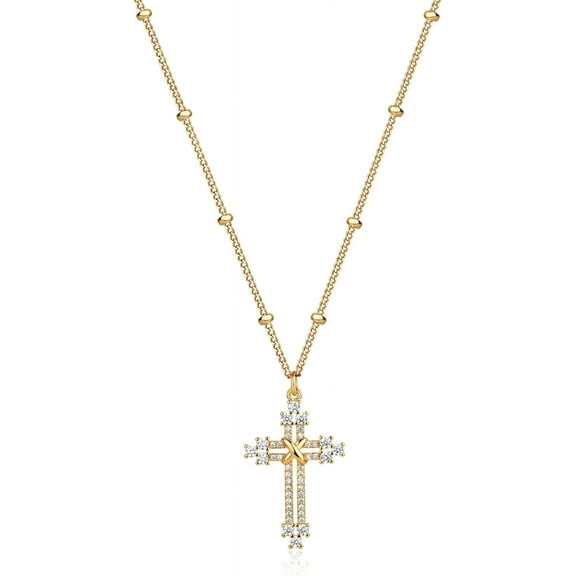 Gold Cross Necklace 14K Gold Plated Dainty Gold Cross Pendant Necklace For Women Delicate Necklace Jewelry[o6629]