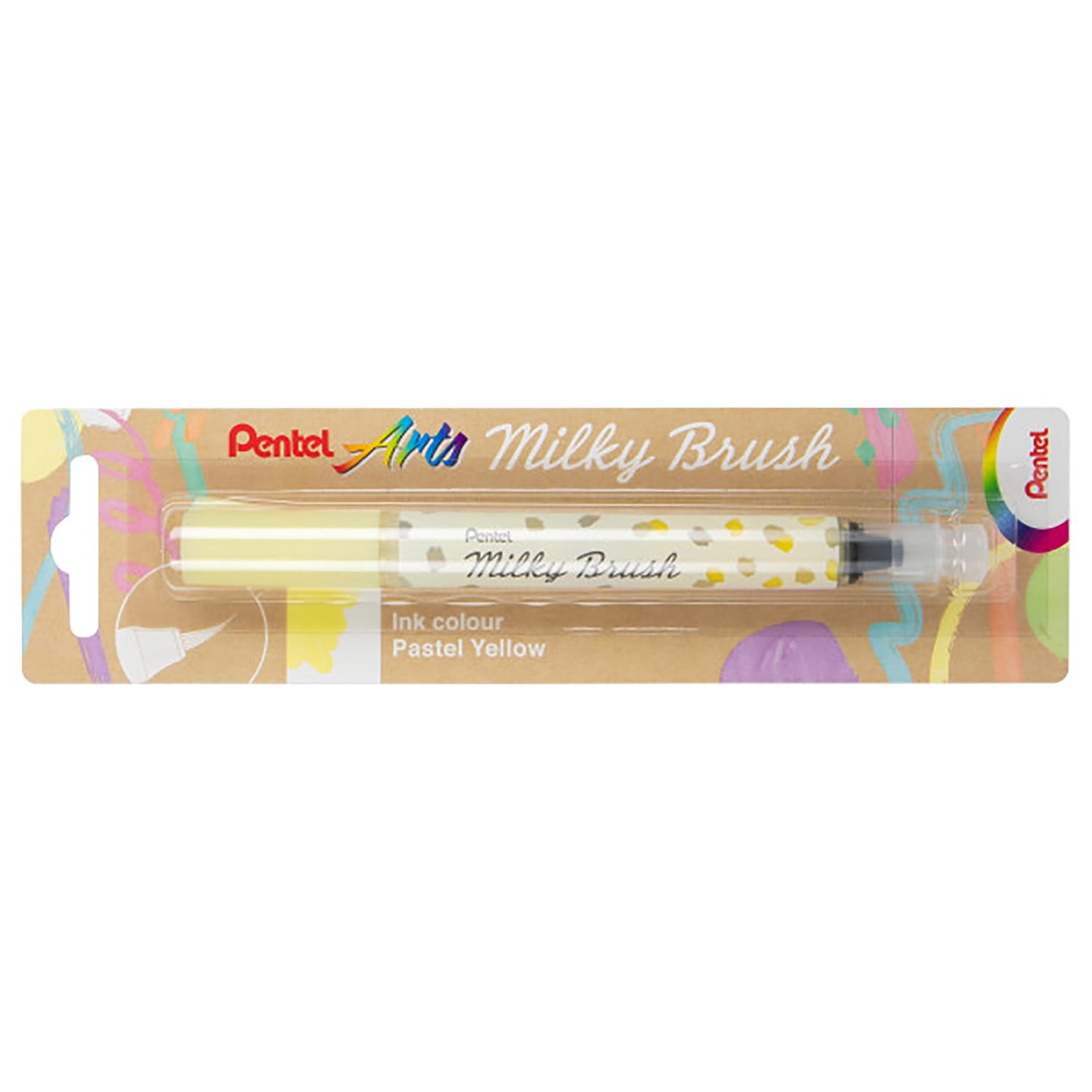 Pentel Arts Milky Brush Pen, Pastel Yellow Ink, Pack of 3