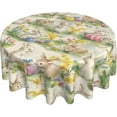 thumbnail image 4 of Easter Bunny Round Tablecloth, 60 Inch Cute Rabbit Easter Eggs Hunt Circular Table Cloth, Spring Tulip Flowers Vintage Table Cover for Dining Kitchen Party Holiday Farmhouse Decor, 4 of 6