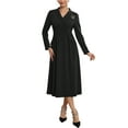 thumbnail image 1 of INSPIRE CHIC Robe Blazer Formelle pour Femme Col à Revers Col en V Manches Longues Ligne A Robe de Travail 2TG Noir, 1 of 5