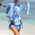thumbnail image 6 of Womens Swimdress Women's Print Long Sleeve Swimsuit Rash Guard Surfing Swimwear with Zipper Sun Protection Athletic Swim Swimdress Blue M, 6 of 7