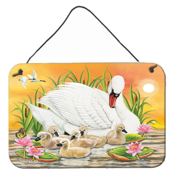 Carolines Treasures PRS4046DS812 Mother Swan At Sunset Wall or Door Hanging Prints  8x12 multicolor