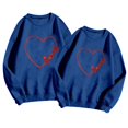 thumbnail image 4 of XIAOCHA Couples Heart Script Sweatshirt Valentine Loose Long Sleeve Round Neck Spring Pullover Soft Daily Top, 4 of 5
