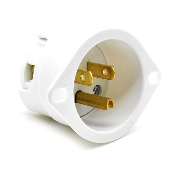 Superior Electric YGF127 Straight Flanged Inlet 3 Wire, 15 Amps, 125V, NEMA 5-15P