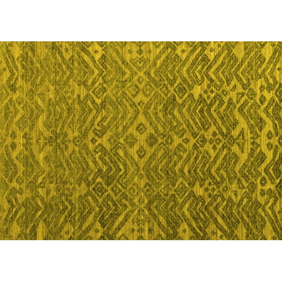 Ahgly Company Machine Washable Indoor Rectangle Abstract Yellow Modern Area Rugs, 7' x 10'